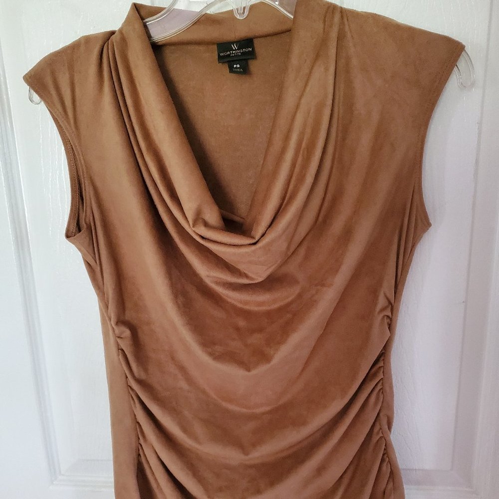 Brown cowl neck tank top